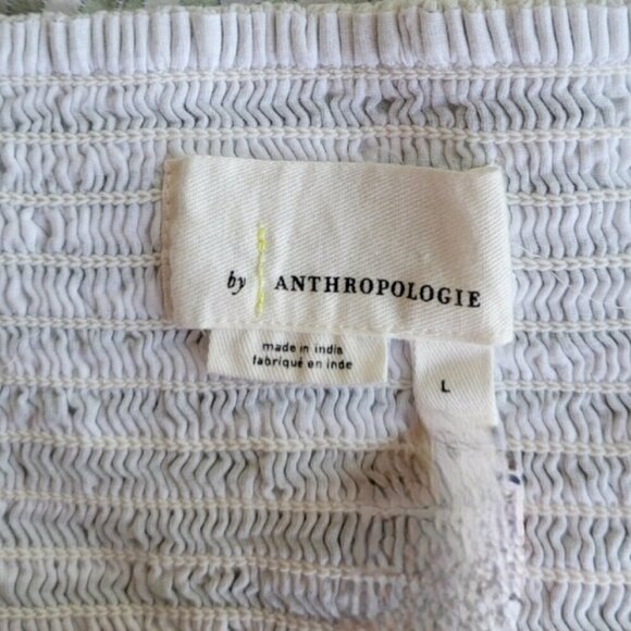 Anthropologie Mint Striped Smocked Crop Top Size L - Picture 5 of 12